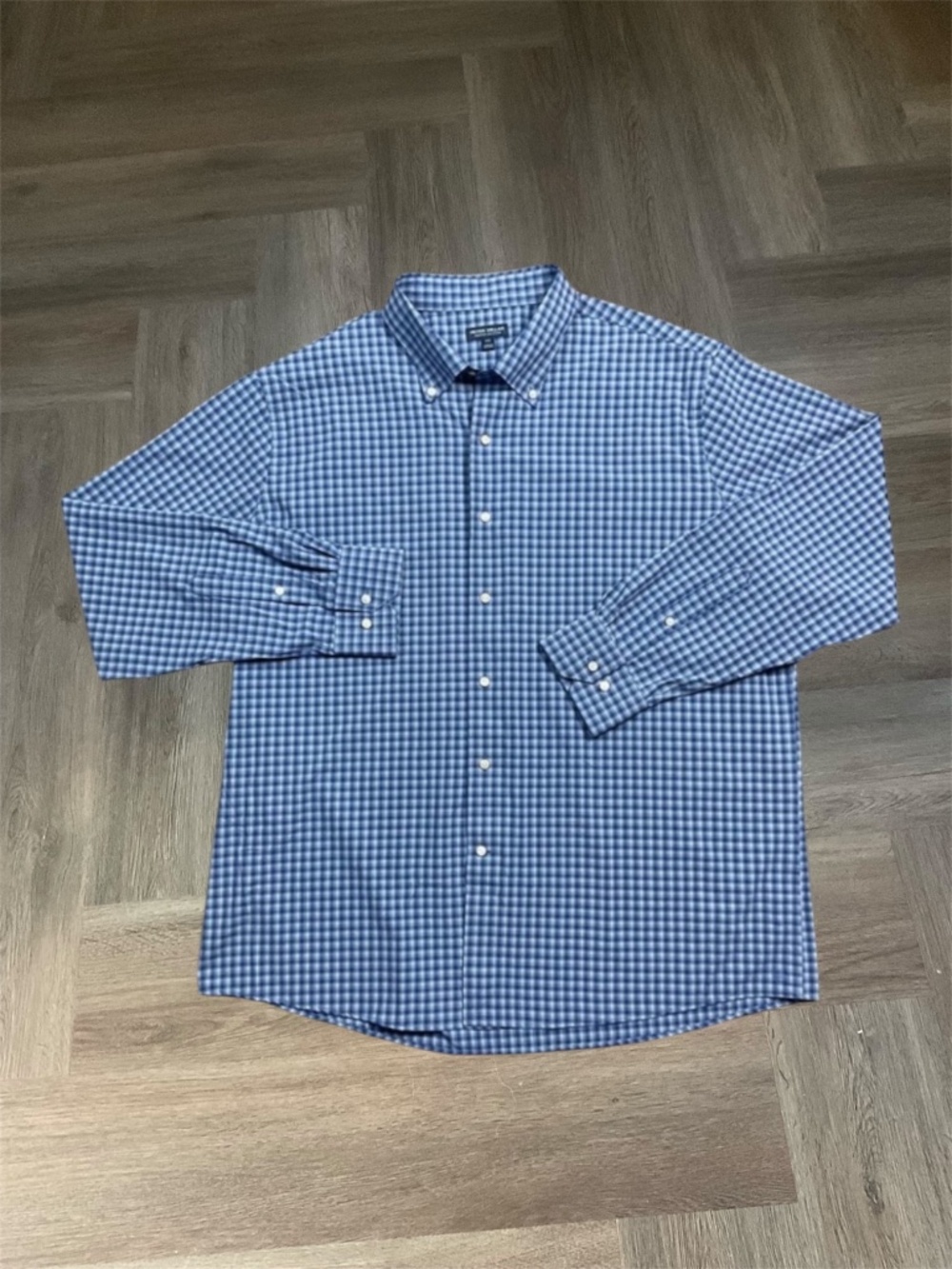 Peter Millar Crown Crafted Gingham Button Down Shirt Mens XXL Blue White Preppy